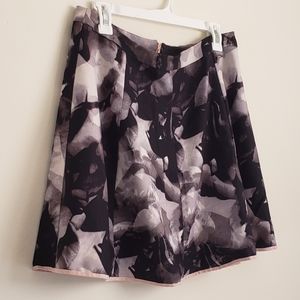 Black Grey & White Skater Skirt w Rose Gold Zipper